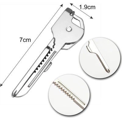 6-in-1-Schlüsselring Multifunktionswerkzeug Mini-Multitool-Schlüsselanhänger Pocket Edelstahl-Klappbar Swiss Tech Einfacher Flaschenöffner-Schlüsselanhänger