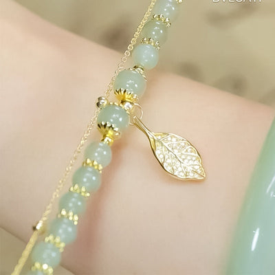 Hetian Jade Blattgold Armband