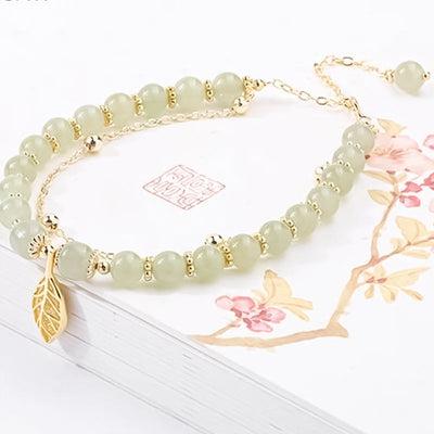 Hetian Jade Blattgold Armband