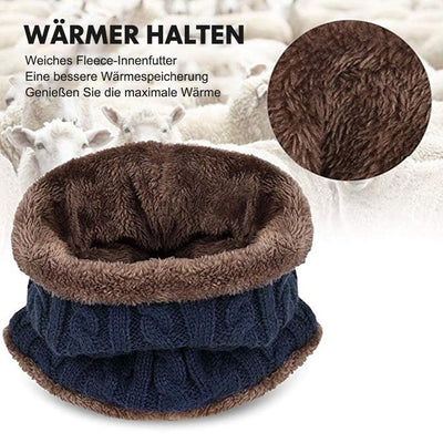 Warme Strickmütze mit Schal (Erwachsene und Kinder)