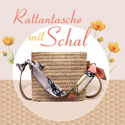 Rattantasche mit Schal, Handtasche oder Umhängetasche