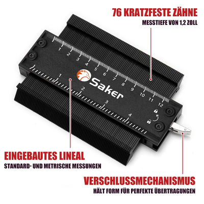 Saker® Konturlehre mit Schloss (schwarz)