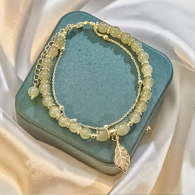 Hetian Jade Blattgold Armband